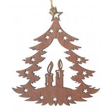 Χριστουγεννιάτικo Ξύλινo Δεντράκι με Κεριά στο Εσωτερικό (10cm)